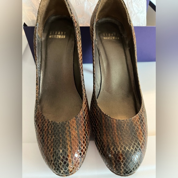 EUC STUART WEITZMAN Tobasco Tweed Snakeskin Heels - Picture 8 of 8
